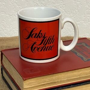 ❤️ Saks Fifth Avenue Red Coffee Mug, Made in England by John Buck, Vintage 80’s